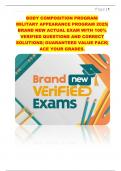 BODY COMPOSITION PROGRAM&sol;  MILITARY APPEARANCE PROGRAM 2025&vert;  BRAND NEW ACTUAL EXAM WITH 100&percnt;  VERIFIED QUESTIONS AND CORRECT  SOLUTIONS&vert; GUARANTEED VALUE PACK&vert;  ACE YOUR GRADES&period;