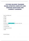 FUTURE SOLDIER TRAINING EXAM&vert;&vert; UPDATED COMPLETE AND VERIFIED QUESTIONS AND CORRECT ANSWERS