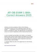 ATI OB EXAM 1 With Correct Answers 2025
