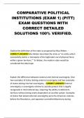 COMPARATIVE POLITICAL INSTITUTIONS &lpar;EXAM 1&rpar; &lpar;PITT&rpar; EXAM QUESTIONS WITH CORRECT DETAILED SOLUTIONS 100&percnt; VERIFIED&period;