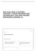 HSA 4191 QUIZ 4 &lpar;COVERS CHAPTER 7 FROM INFORMATION TECHNOLOGY FOR HEALTHCARE MANAGERS&rpar; GRADED A&plus;