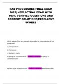 RAD PROCEDURES FINAL EXAM 2025&vert; NEW ACTUAL EXAM WITH 100&percnt; VERIFIED QUESTIONS AND CORRECT SOLUTIONS&vert;EXCELLENT SCORES
