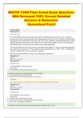 MATH 1280 Final Actual Exam Questions  With Reviewed 100&percnt; Correct Detailed  Answers & Rationales   Guaranteed Pass&excl;&excl; 