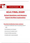 ACLS FINAL EXAM Questions and Answers Latest &lpar;Verified Answers by Expert&rpar;