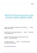 PSYCH 515 Exam Questions And Answers Latest Updates 2025