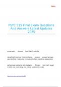 PSYC 515 Final Exam Questions And Answers Latest Updates 2025