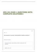 HPA 101 EXAM 1 QUESTIONS WITH COMPLETE SOLUTIONS&excl;&excl;