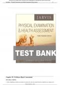 TEST BANK FOR Physical Examination and Health Assessment&colon; Canadian Edition 3rd Edition by Carolyn Jarvis ISBN&colon; 978-1771721547 COMPLETE GUIDE ALL CHAPTERS 1 -31 100 &percnt; VERIFIED A&plus; GRADE ASSURED&excl;&excl;&excl; LATEST UPDATE &excl;&excl;&excl; GUARANTEED SUCCESS&excl;&excl;&excl;&excl;