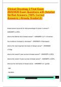Clinical Oncology 2 Final Exam  2025&sol;2026 Exam Questions with Detailed  Verified Answers &lpar;100&percnt; Correct  Answers&rpar; &vert; Already Graded A&plus; 
