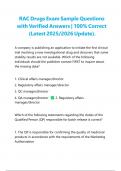 RAC Drugs Exam Sample Questions with Verified Answers &vert; 100&percnt; Correct &lpar;Latest 2025&sol;2026 Update&rpar;&period;