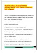 NUR 303 &ndash; Pain 2025&sol;2026 Exam  Questions with 100&percnt; Correct Answers &vert;  Latest Update 
