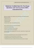 Relativity Certified Sales Pro Test Exam Questions And Answers &vert;Latest 2025 &vert; Guaranteed Pass