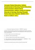Concepts Patient Education&comma; Holism&comma;  Fundamentals of Nursing&colon; Patient Education&comma;  Communication&colon; Patient-Nurse  Communication&comma; Holism&comma; Caring&comma; & Cultural  Diversity in Nursing&comma; Nursing Concepts  Patient Education Module&comma; NURSE 3101 - Exam 2&comma; Culture- nurs
