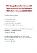 RAC-Drugs Exam Test Bank &vert; 500 Questions with Verified Answers &vert;100&percnt; Correct&vert; Latest 2025&sol;2026&period;