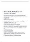 Mental Health RN HESI test bank Questions & Answers