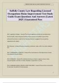 Suffolk County Law Regarding Licensed Occupations Home Improvement Test Study Guide Exam Questions And Answers &vert;Latest 2025 &vert; Guaranteed Pass
