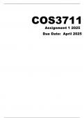 COS3711 Assignment 1 &lpar;ANSWERS&rpar; 2025 - DUE APRIL 2025
