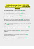 Machine Learning - Exam 1 UPDATED    ACTUAL Exam Questions and CORRECT  Answers  