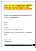 Prosthetic Mock Written Exam 2025&sol;2026  Exam Questions and Answers 100&percnt;  Guaranteed Success &vert; Already Rated A&plus; 