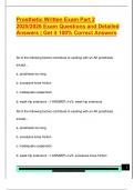 Prosthetic Written Exam Part 2  2025&sol;2026 Exam Questions and Detailed  Answers &vert; Get it 100&percnt; Correct Answers 
