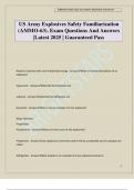 US Army Explosives Safety Familiarization &lpar;AMMO-63&rpar;&period; Exam Questions And Answers &vert;Latest 2025 &vert; Guaranteed Pass