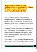 RN Leadership 2025 Proctored  2025&sol;2026 Exam Questions with Detailed  Verified Answers &lpar;100&percnt; Correct  Answers&rpar; &vert; Already Graded A&plus;