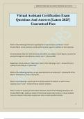 Virtual Assistant Certification Exam Questions And Answers &vert;Latest 2025 &vert; Guaranteed Pass