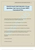 WESTCOAST EMT BLOCK 2 Exam Questions And Answers &vert;Latest 2025 &vert; Guaranteed Pass