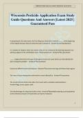 Wisconsin Pesticide Application Exam Study Guide Questions And Answers &vert;Latest 2025 &vert; Guaranteed Pass