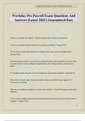 Workday Pro Payroll Exam Questions And Answers &vert;Latest 2025 &vert; Guaranteed Pass