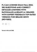 FL CAM LICENSE EXAM FALL 2024 100 QUESTIONS AND CORRECT DETAILED ANSWERS WITH RATIONALES ALREADY A&plus; GRADED WITH EXPERT FEEDBACK TOP RATED VERSION FOR &vert;BRAND NEW&excl;&excl;&lbrace;REVISED&rcub;