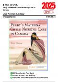 Test Bank for Perry's Maternal Child Nursing Care in Canada, 3rd Edition by Keenan-Lindsay | ISBN 9780323759199 | Complete Chapter Coverage | With Detailed Rationales
