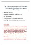 ACC 100 Introductory Financial Accounting Final Exam Review Toronto Metropolitan University