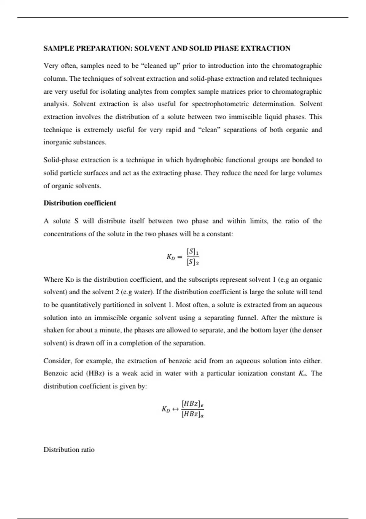 SAMPLE PREPARATION: SOLVENT AND SOLID PHASE EXTRACTION - SAMPLE ...