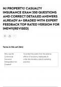 NJ PROPERTY&sol; CASUALTY INSURANCE EXAM 350 QUESTIONS AND CORRECT DETAILED ANSWERS ALREADY A&plus; GRADED WITH EXPERT FEEDBACK TOP RATED VERSION FOR &vert;NEW&excl;&excl;&lbrace;REVISED&rcub;