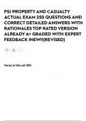 PSI PROPERTY AND CASUALTY ACTUAL EXAM 250 QUESTIONS AND CORRECT DETAILED ANSWERS WITH RATIONALES TOP RATED VERSION ALREADY A GRADED WITH EXPERT FEEDBACK &vert;NEW&excl;&excl;&lbrace;REVISED&rcub;