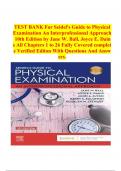 TEST BANK For Seidel's Guide to Physical Examination An Interprofessional Approach 10th Edition by Jane W&period; Ball&comma; Joyce E&period; Dains All Chapters 1 to 26 complete Verified editon ISBN&colon; 9780323761857 with questions and answers&period;
