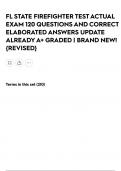 FL STATE FIREFIGHTER TEST ACTUAL EXAM 120 QUESTIONS AND CORRECT ELABORATED ANSWERS UPDATE ALREADY A&plus; GRADED &vert; BRAND NEW&excl;&lbrace;REVISED&rcub;