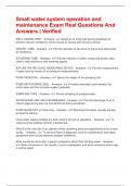 Small water system operation and maintenance Exam Real Questions And Answers &vert; Verified