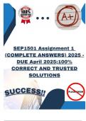 SEP1501 Assignment 1 &lpar;COMPLETE ANSWERS&rpar; 2025 - DUE April 2025&semi;100&percnt; CORRECT AND TRUSTED SOLUTIONS