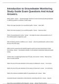 Introduction to Groundwater Monitoring Study Guide Exam Questions And Actual Answers&period;