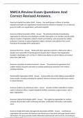 NWCA Review Exam Questions And Correct Revised Answers&period;