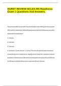 HURST REVIEW NCLEX-RN Readiness Exam 1 Questions And Answers&period;