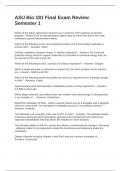 ASU Bio 181 Final Exam Review Semester 1 Questions and Correct Answers 