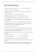 Bio 181 ASU Exam 1 With Questions and Correct Answers