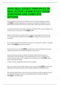 AYPO REAL ESTATE PRINCIPLES OF  REAL ESTATE I EXAM STUDY GUIDE  QUESTIONS AND COMPLETE  OPTIONS 