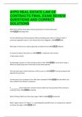 AYPO REAL ESTATE LAW OF  CONTRACTS FINAL EXAM REVIEW  QUESTIONS AND CORRECT  SOLUTIONS 