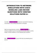 INTRODUCTION TO NETWORK SIMULATIONS WITH CISCO MODELING LABS REVIEW QUESTIONS WITH VERIFIED SOLUTIONS RATED A&plus;