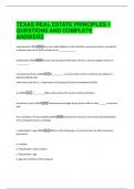 TEXAS REAL ESTATE PRINCIPLES 1  QUESTIONS AND COMPLETE  ANSWERS 