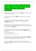 AYPO REAL ESTATE PRINCIPLES OF  REAL ESTATE II EXAM STUDY GUIDE  QUESTIONS AND ACCURATE  ANSWERS 